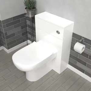 Nes Home Modern 500mm Back To Wall Toilet with Flat Pack WC Unit White