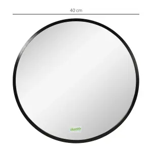 kleankin Round Bathroom Mirror, Modern Wall Mirror Aluminium Frame, 40x40 cm