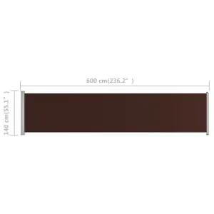 Berkfield Patio Retractable Side Awning 140x600 cm Brown