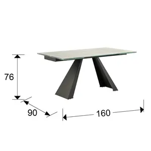 Gilford Extendable Glass Top Metal Base Dining Table White