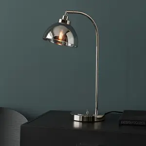 Luminosa Caspa Task Table Lamp, Bright Nickel Plate, Mirrored Glass