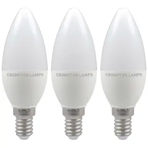 Crompton Lamps LED Candle 5W E14 Dimmable Warm White Opal (40W Eqv) (3 Pack)