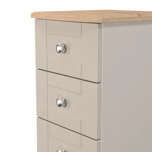 Sussex Ready assembled Beige & oak 5 Drawer Bedside chest (H)1074mm (W)395mm (D)411mm