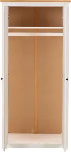 Panama 2 Door Wardrobe in White and Natural Wax Finish