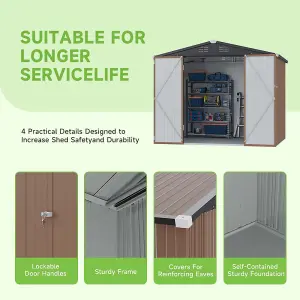 8 x 6 ft Apex Metal Garden Shed Garden Storage Shed with Lockable Door and Base Frame