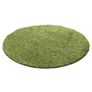 Abaseen 120cm Green Thick Pile Soft Shaggy Modern Circluar Rug