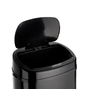 Dihl 58L Sensor Bin Black with Black Lid Kitchen Waste Dustbin Chrome Automatic