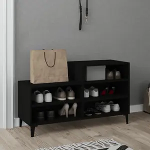 Berkfield Shoe Cabinet Black 102x36x60 cm Engineered Wood