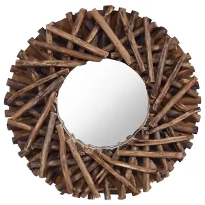 Berkfield Wall Mirror 40 cm Teak Round