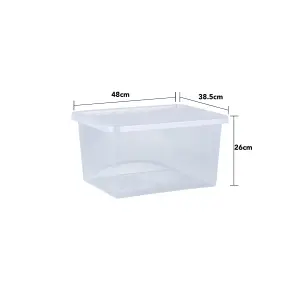 Wham Crystal 37L Medium Under Bed Plastic Storage Boxes With Lids - Pack of 5. Clear, Strong  Made in UK Clear