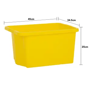 Wham 4x Stack & Store 30L Mixed Colour Plastic Storage Boxes. Home, Office, Classroom, Playroom, Toys, Books. L45.5 x W35 x H25cm