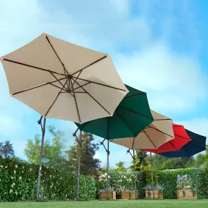 Cantilever Parasol with Cover, Umbrella Canopy Outdoor Sun Shade (Grey)