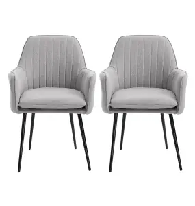 Hallowood Furniture Light Grey Fabric Chair with Metal Legs (Pair)