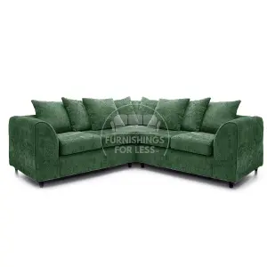 Monaco Chenille Fabric 5 Seater L Shaped Corner Sofa  Green