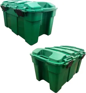 2 x 40L Strong Green Garden Storage Chest Trunk For Garden & Garages