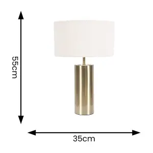 ValueLights Lexy Antique Brass Touch Table Lamp with Cream Boucle Shade