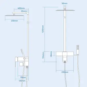 Nes Home Purina Ultra Thin Modern Bathroom Square Head Cool Touch Shower