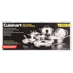 Cuisinart Chef's Classic 11 Piece Stainless Steel Durable Aluminium Cookware Set