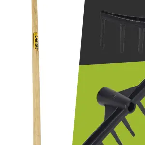 Pegdev - PDL - 20 Tooth Black Bunker Rake with Hardwood Handle & Leaf Scoop Grab Hands - Garden Tool Set.