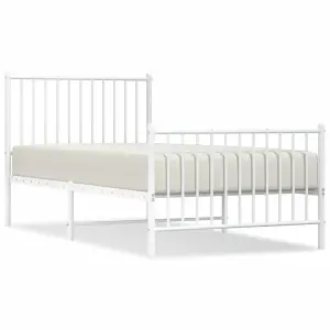 Berkfield Metal Bed Frame with Headboard and Footboard White 90x190 cm 3FT Single