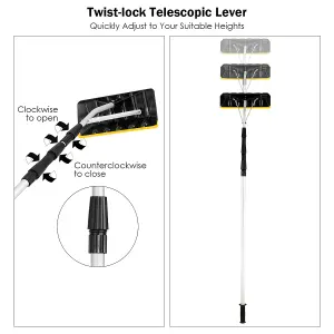 Costway Aluminum Snow Roof Rake Telescoping Snow Shovel Durable Multi-tool W/ Large Blade