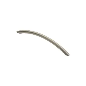 4x Curved Bow Cabinet Pull Handle 190 x 10mm 160mm Fixing Centres Satin Nickel