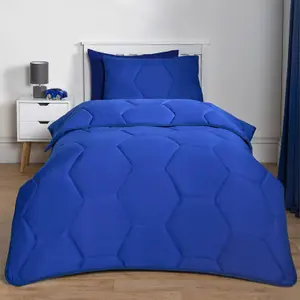 Coverless Duvet 7.5 TOG Pillowcase Quilt Honeycomb Bedding Set, Blue - Double