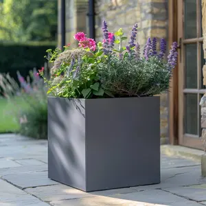 60cm Zinc Galvanised Matte Grey Square Planter