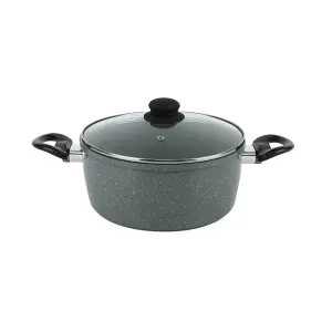 URBNCHEF 20cm Grey Casserole Pot Forged Carbon Steel Marble Nonstick Cookware