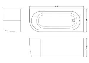 Kingsley Right Hand Back to Wall Corner J Shaped Bath Tub and Panel (Taps and Waste Not Included) - 1700mm - Balterley