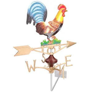 Cockerel Chicken Hen Weather Vane Vain Wall Mount Gold House Roof Cast Iron