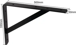 EAI - Strong Arm Shelf Bracket 500x330x30x4mm - Black - Pair