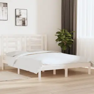 Berkfield Bed Frame White Solid Wood Pine 160x200 cm