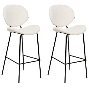 Set of 2 Bar Chairs LUANA Boucle White