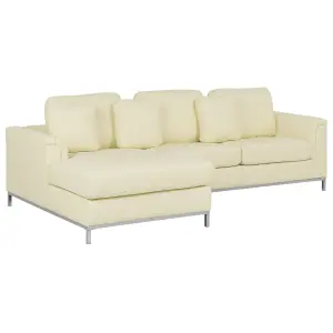 Right-Hand Corner Sofa with Ottoman OSLO Beige Leather Right Hand