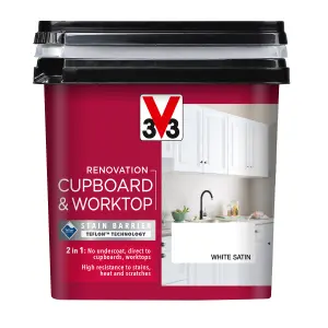 V33 Renovation White Satinwood Cupboard & cabinet paint, 750ml