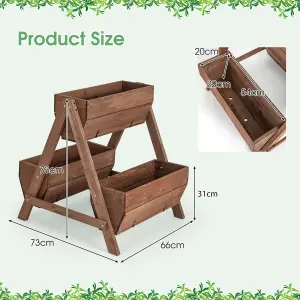 Costway Vertical Raised Garden bed Tiered Elevated Planter Stand w/ 3 Wood Planter Boxes