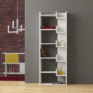 Kara 5-Tier Freestanding Bookcase for Home and Office Storage White / 162" H x 69" W x 22" D