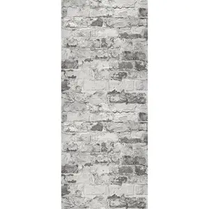 GDUK Distressed Brick Effect Epid Textured Wallpaper, Grey