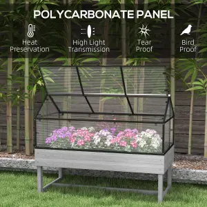 Outsunny Raised Garden Bed with Polycarbonate Panel, , Distressed Grey