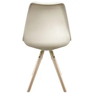 Soho Vanilla Plastic Dining Chair with Pyramid Light Wood Legs