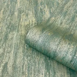 Belgravia Décor Retreat Green Distressed Textured Wallpaper