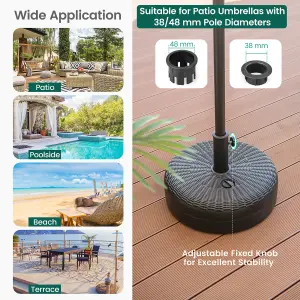 Costway Patio Water/Sand Filled Parasol Stand Umbrella Base Holder Fit 38 & 48 mm Pole