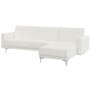 Corner Sofa ABERDEEN White Faux Leather Left Hand