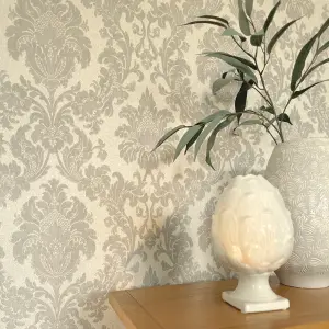 Belgravia Décor Ciara Damask Soft Silver Wallpaper