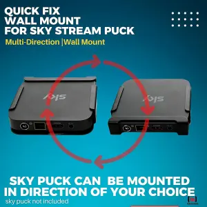 Sky Stream Puck Box Wall Mount  Multi Direction Bracket Easy Screwless Quick Install for Sky Stream Puck Wall Mount UK Made