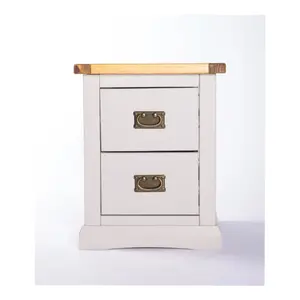 Loreo 2 Drawer Bedside Table Brass Drop Handle