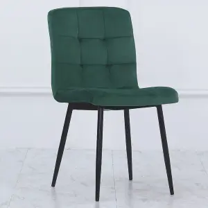 Set of 4 Green Dining Chairs Set Matte Velvet Kitchen Chair Accent Chair for Living Room Kitchen