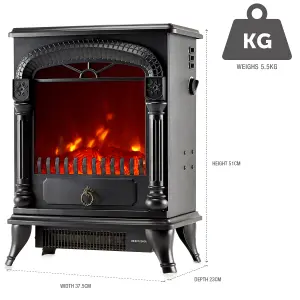 NETTA Electric Arch Stove Heater Fireplace Fire Log Effect 2000W - Black