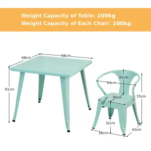 Costway Kids Table and Chairs Set Steel Children Activity Table with Stackable Chairs